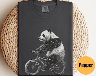 Camiseta de oso panda en bicicleta / Camiseta de panda lindo / Regalos de panda / Sudadera de naturaleza / Sudadera de panda / Camiseta de amante de los pandas