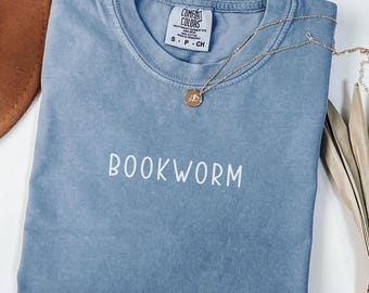Comfort Colors® Bookworm Shirt, Book Lover T-shirt, Bookish Outfit, Book Club Clothing, Bookworm Tee, Reading Teacher Tshirt, Librarian Gift