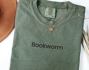 Embroidered Bookworm Comfort Colors® Shirt | Embroidered Reading Shirt | Reader Gift | Embroidered Tee | Bookish Shirt