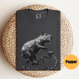 Capybara Riding Bike Shirt Capybara Gift Animal Lover Gift Capybara Tee Capybara T-Shirt Funny Animal Lover T-Shirt Rodent Shirt Pepper