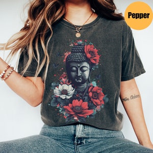 Buddha With Flowers Shirt | Yoga Shirt | Meditation Shirt | Buddha Shirt | Lotus Flower Shirt | Lotus Tee | Gift For Her