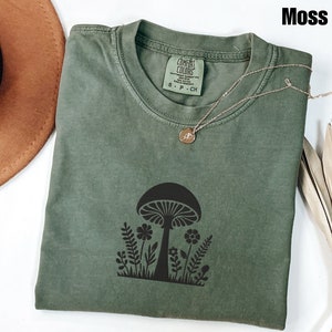 Comfort Colors® Mushroom Floral Tshirt Embroidered | Mushroom Lover Shirt | Vintage Tshirt Embroidered | Summer Tshirt | Gift for Her
