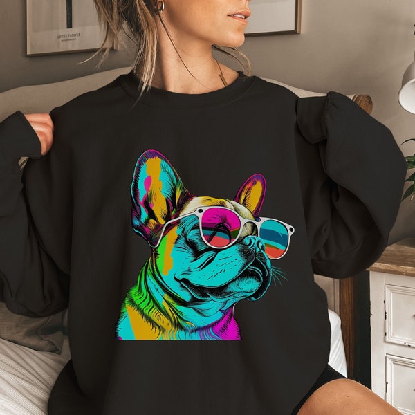 Franse Bulldog-sweater | Hond moeder cadeau | Hondenliefhebber shirt | Sweatshirt met ronde hals | Hond moeder shirt | Frenchie hondensweater | Frenchie moeder