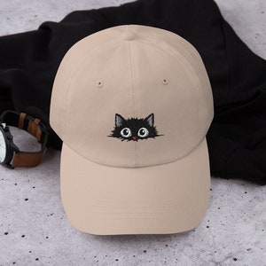 Embroidered Black Cat Hat | Cat Lover Hat | Cat Lover Gifts | Funny Black Cat Hat | Cat Mom Gift | Baseball Cap | Hatphile Pre