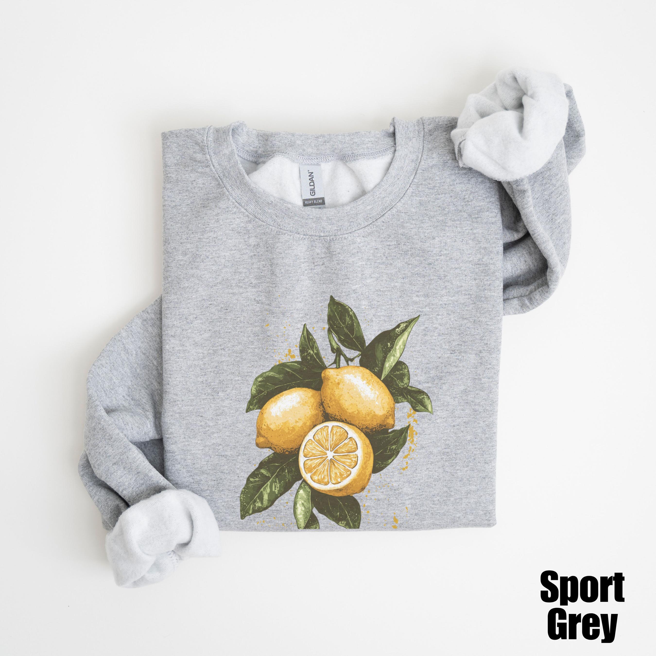 Lemon Sweatshirt, Botanical Cottagecore Clothing, Lemon Print ...