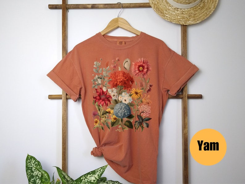 Boho Wildblumen Cottagecore Shirt Geschenk für Sie Comfort Colors® Hemd Whimsigoth Pflanzenhemden Blumenshirt Geschenk für Frauen Yam