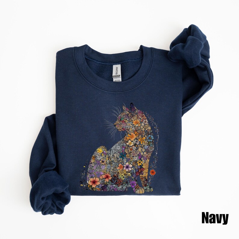 Cat Mom Sweatshirt Floral Cat Shirt Purr Shirt Cat Mom Floral Cat Tee ...