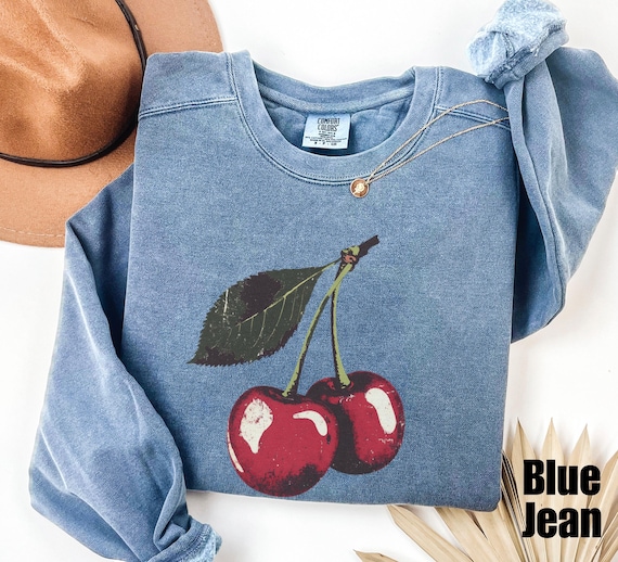 Cherry Comfort Colors® Sweatshirt, Cherry Graphic Sweatshirt, Fruit Sweatshirt, Boho Sweatshirt, Aesthetic Fruit Sweatshirt, Gift For Women