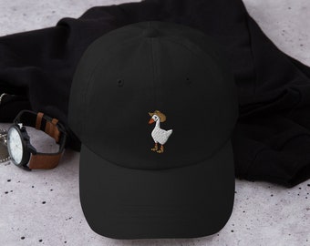 Cappello da papà ricamato con oca da cowboy / Cappello da papà / Cappello ricamato divertente / Regali a forma di oca / Cappello a forma di oca