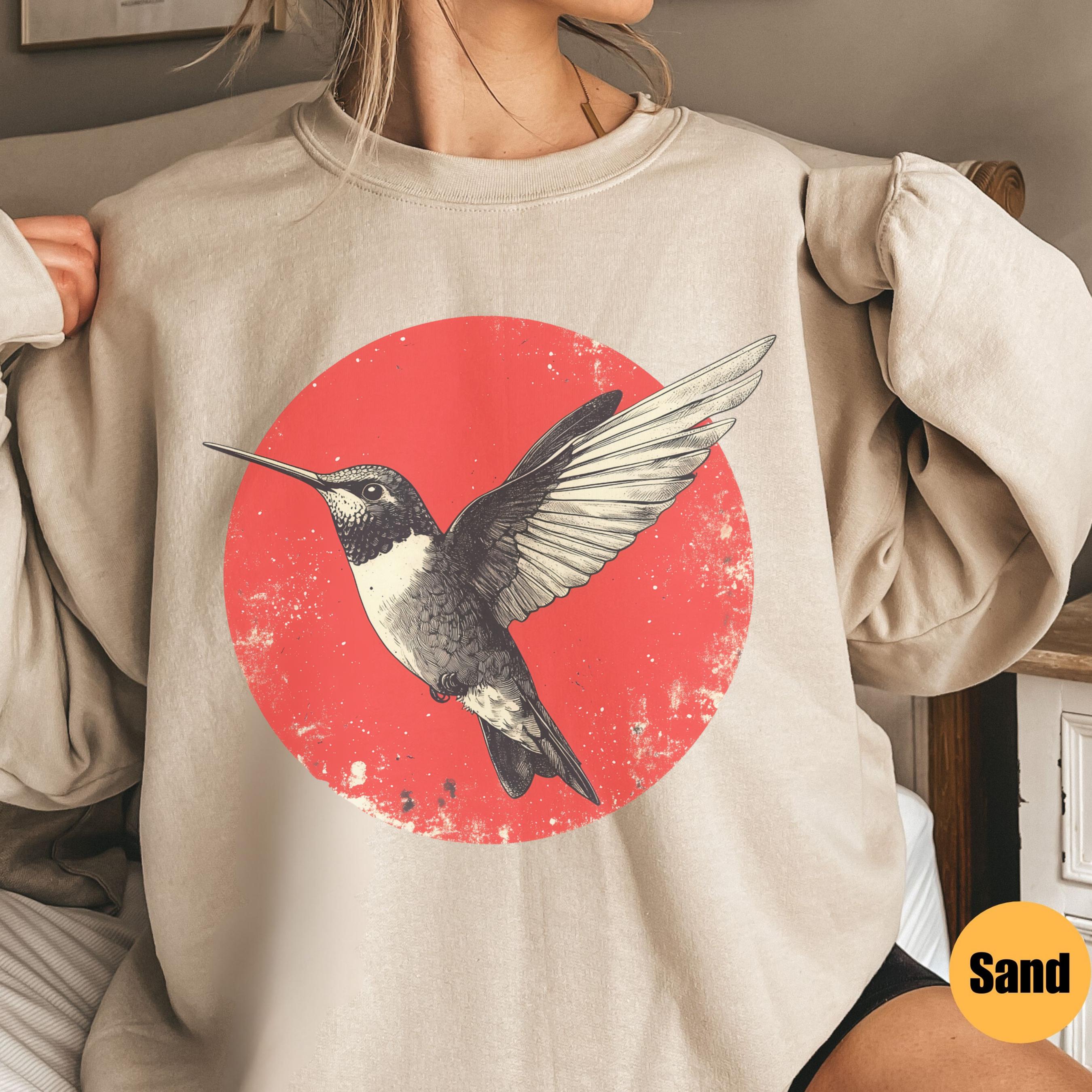 Felpa vintage con colibrì, felpa Goblincore Nature, regalo per gli