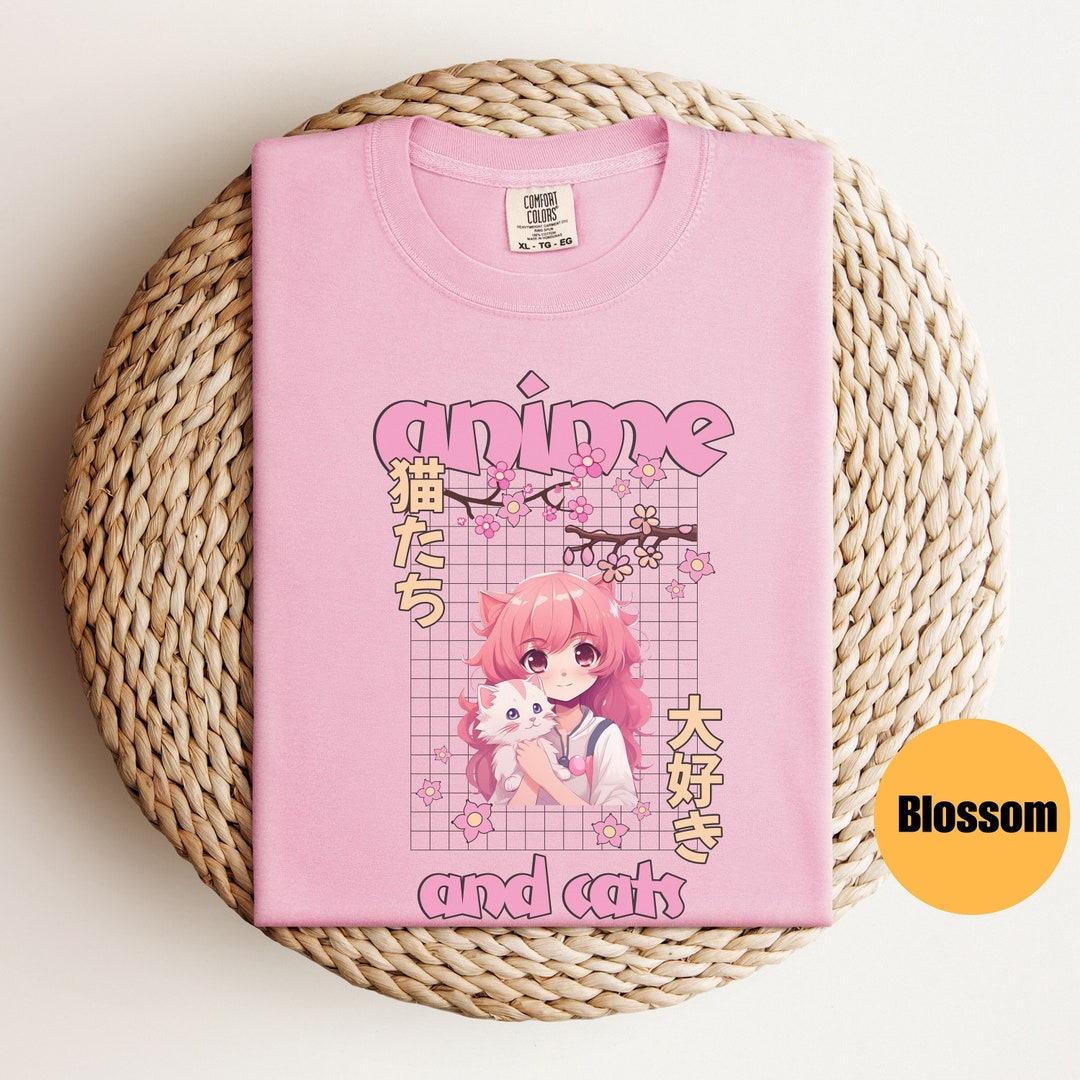 Anime and Cats Shirt Vintage Anime Shirt Anime Shirt Anime Kitten Shirt