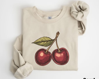 Vintage Cherry Sweatshirt, Cherry Sweatshirt, Fruit shirt, Summer Tee, Food lover gift, Cherry Lover Gift, Retro Cherry Shirt, Cherries Tee