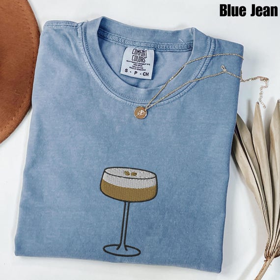 Embroidered Espresso Martini Cocktail Comfort Colors® Shirt, Martini Tee, Birthday Gift for Her, Martini Lover, Bachelorette Party Shirt