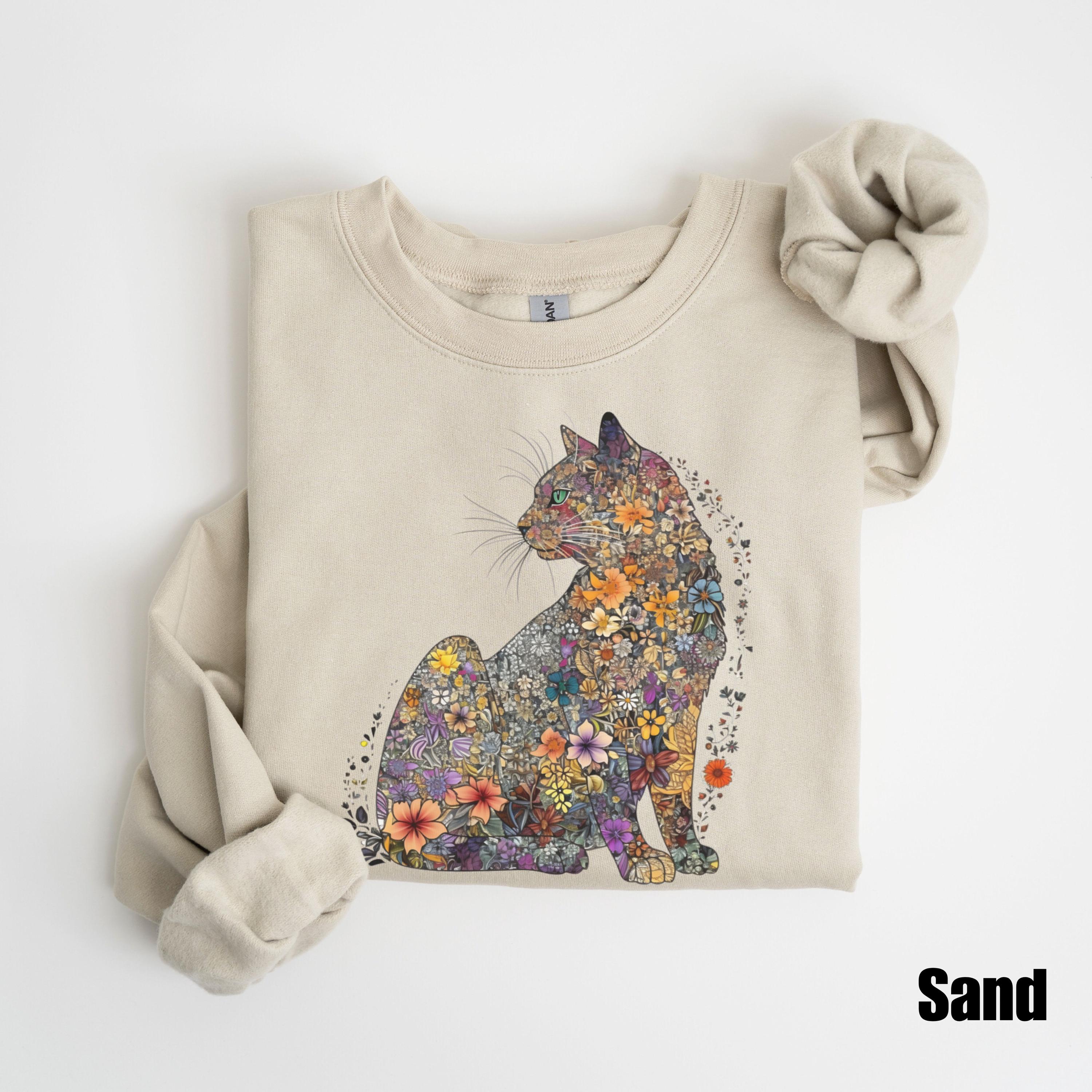 Cat Mom Sweatshirt Floral Cat Shirt Purr Shirt Cat Mom Floral Cat Tee ...