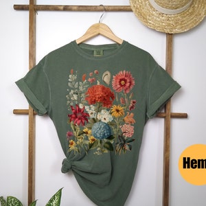 Boho Wildflowers Cottagecore Shirt Gift For Her Comfort Colors® Shirt Whimsigoth Plant Shirts Floral Shirt Gift For Women Hemp