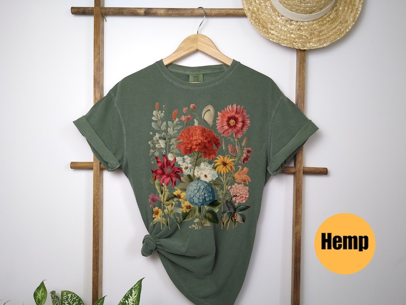 Boho Wildflowers Cottagecore Shirt Gift For Her Comfort Colors® Shirt Whimsigoth Plant Shirts Floral Shirt Gift For Women Hemp