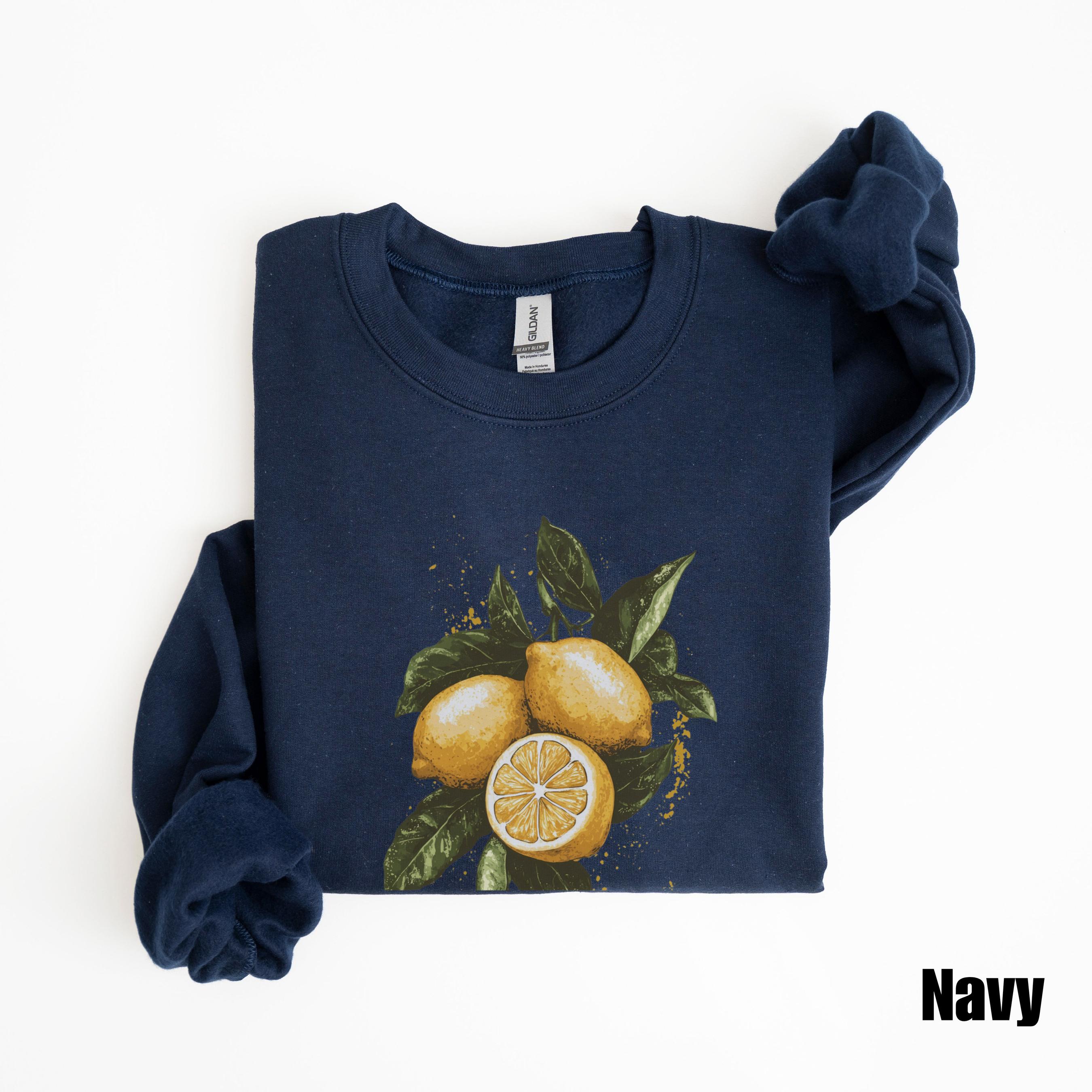 Lemon Sweatshirt, Botanical Cottagecore Clothing, Lemon Print ...