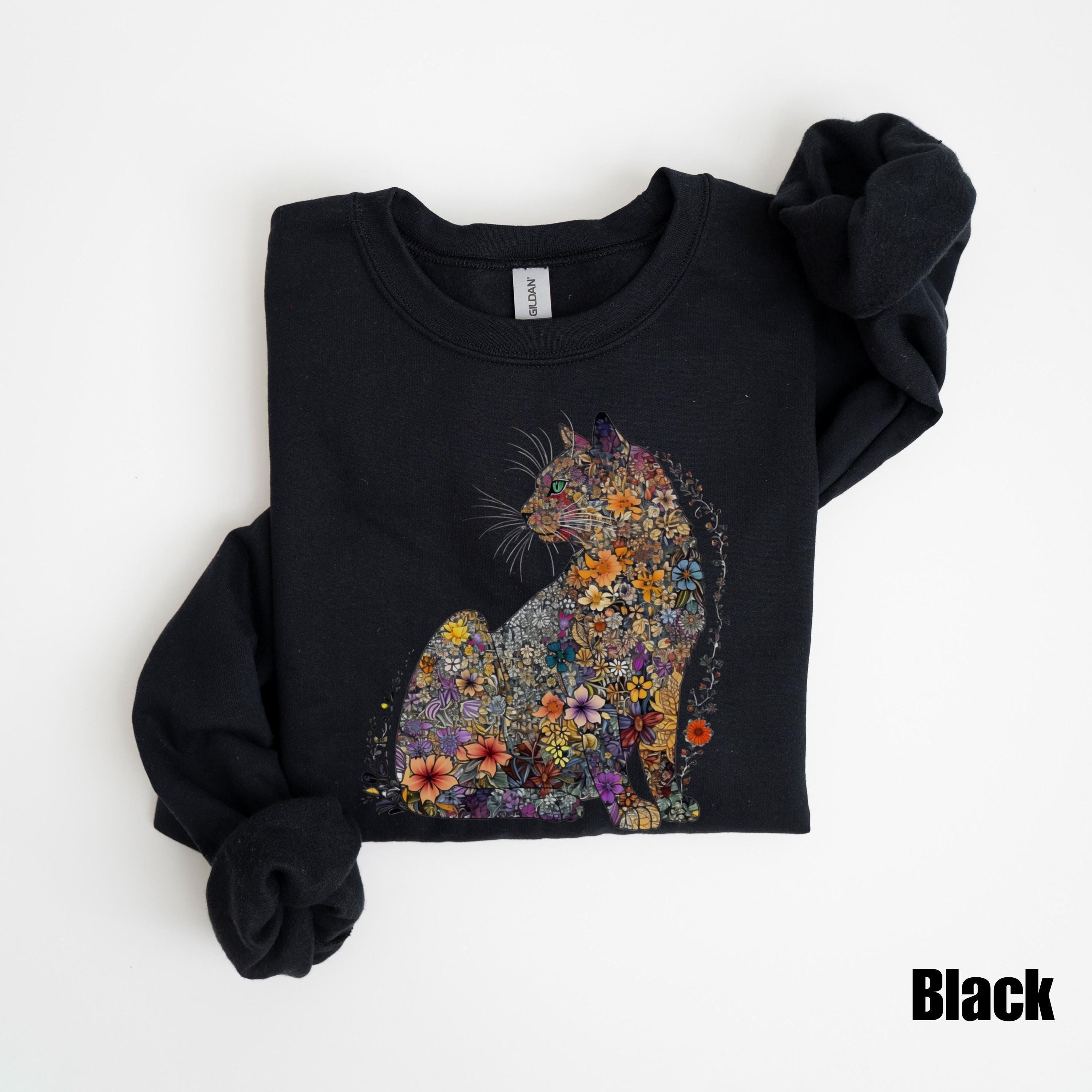 Cat Mom Sweatshirt Floral Cat Shirt Purr Shirt Cat Mom Floral Cat Tee ...