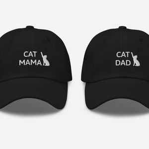 Embroidered Cat Mom Hat | Matching Cat Hats | Cat Dad Hat | Animal Lover Hat | Cat Lover Hat | Cat Parent Hat | Embroidered Dad Hat