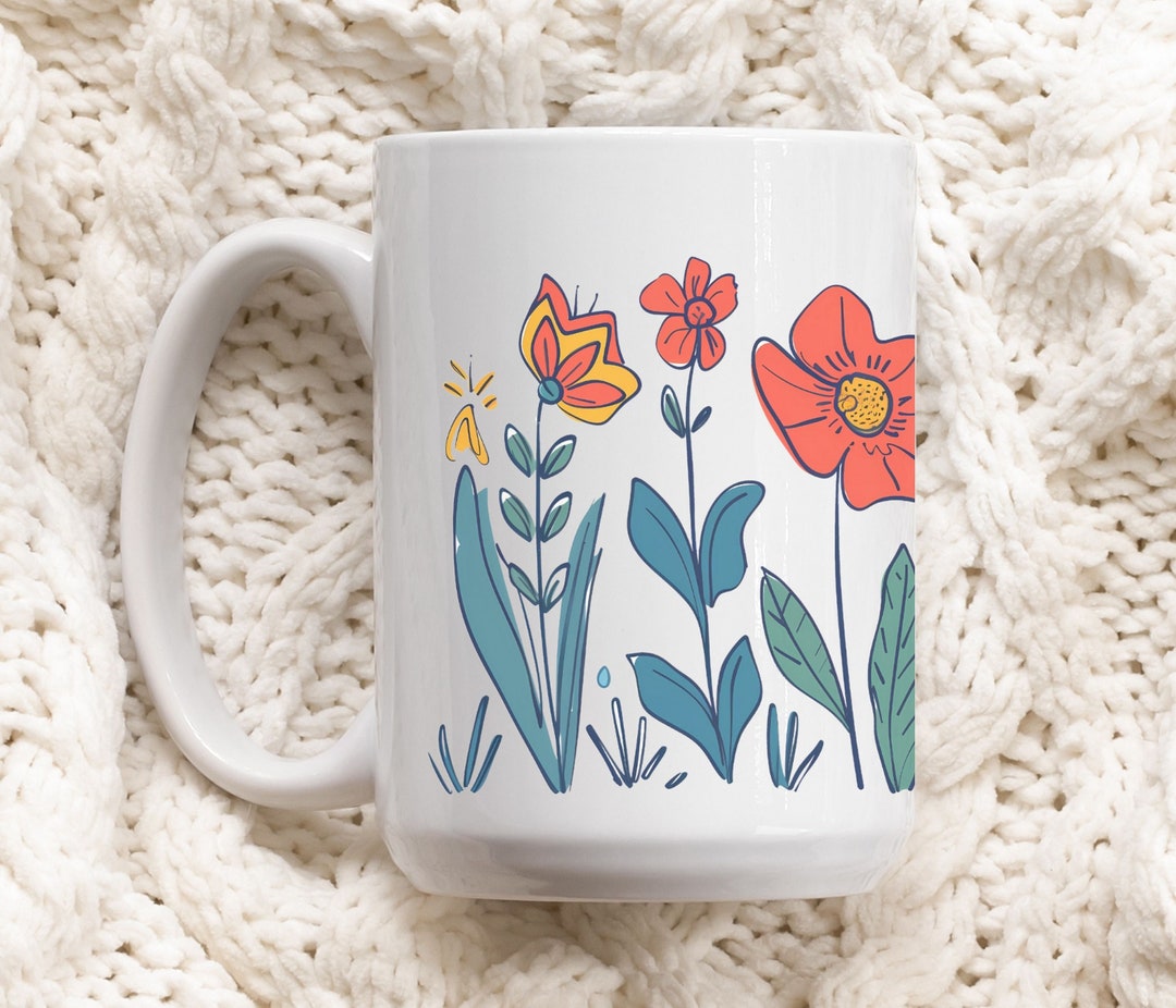 Wildflower Mug | Boho Wildflowers Cottagecore Coffee Mug | Mother's Day ...