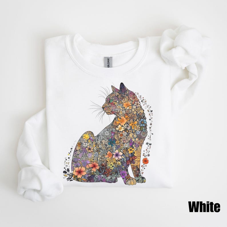 Cat Mom Sweatshirt Floral Cat Shirt Purr Shirt Cat Mom Floral Cat Tee ...
