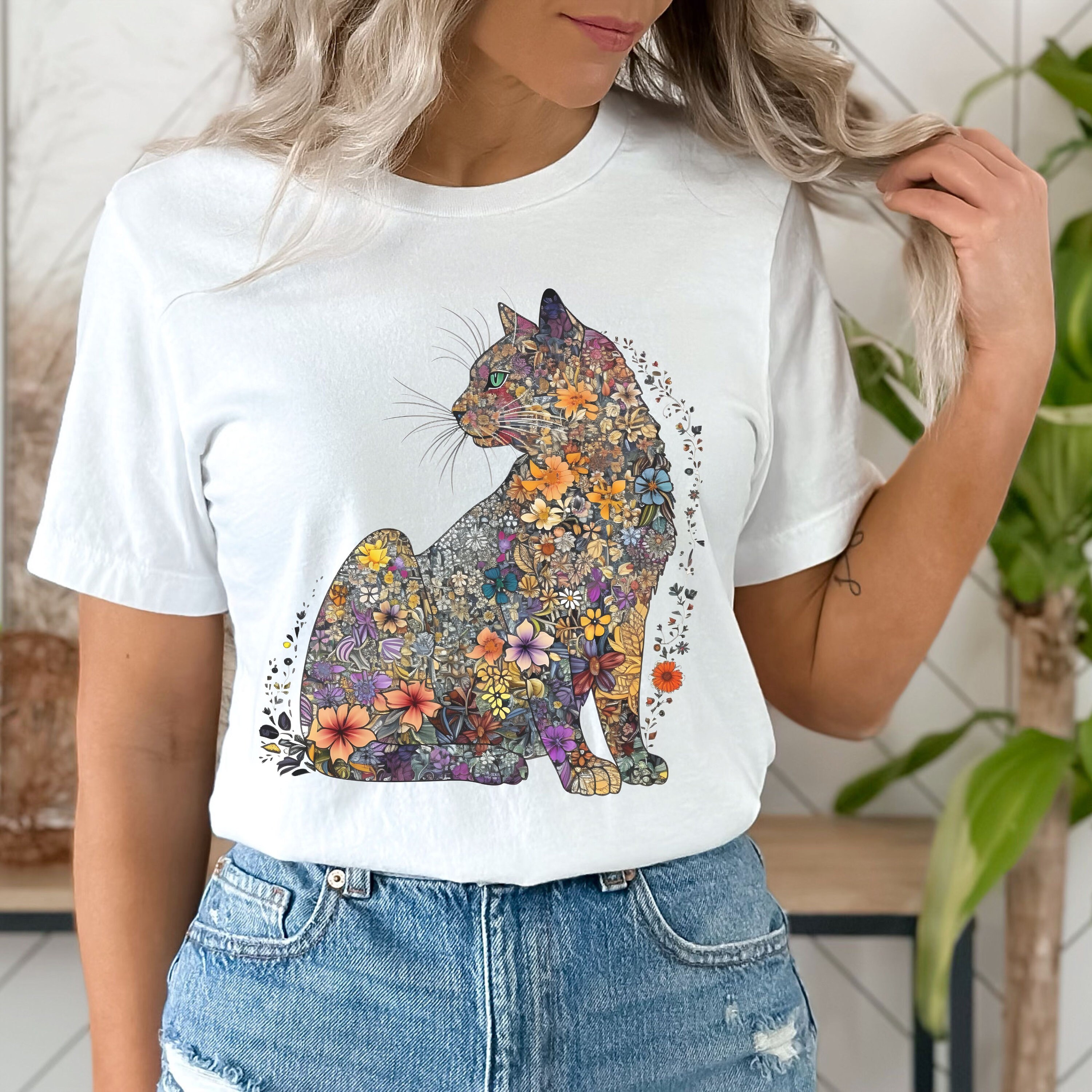 Cat Mom Shirt Floral Cat Shirt Purr Shirt Cat Mom Floral Cat Tee Cat ...