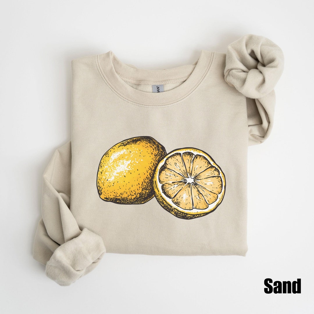 Lemon Sweatshirt, Botanical Cottagecore Clothing, Lemon Print ...