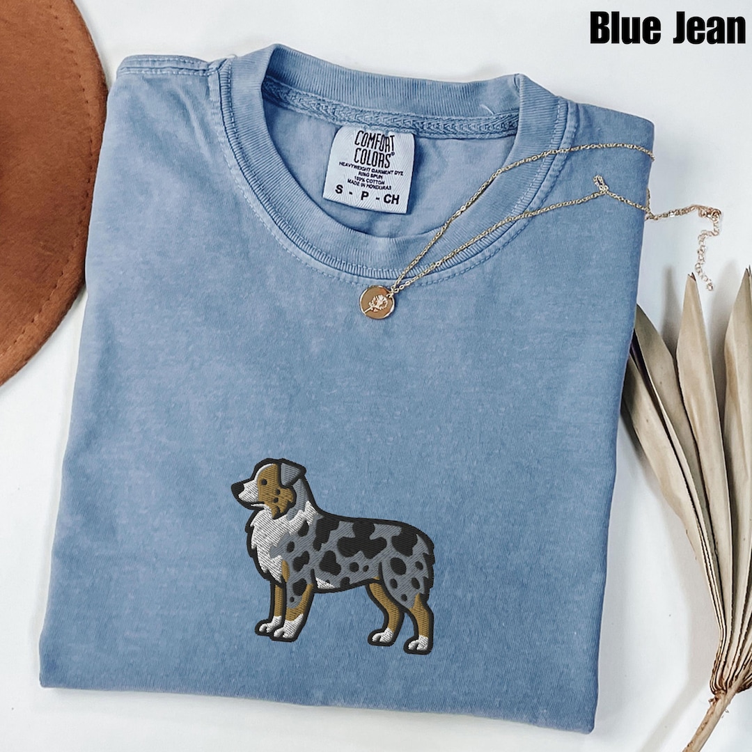 Comfort Colors® オーストラリアンシェパード刺繍Tシャツ、犬好きの方