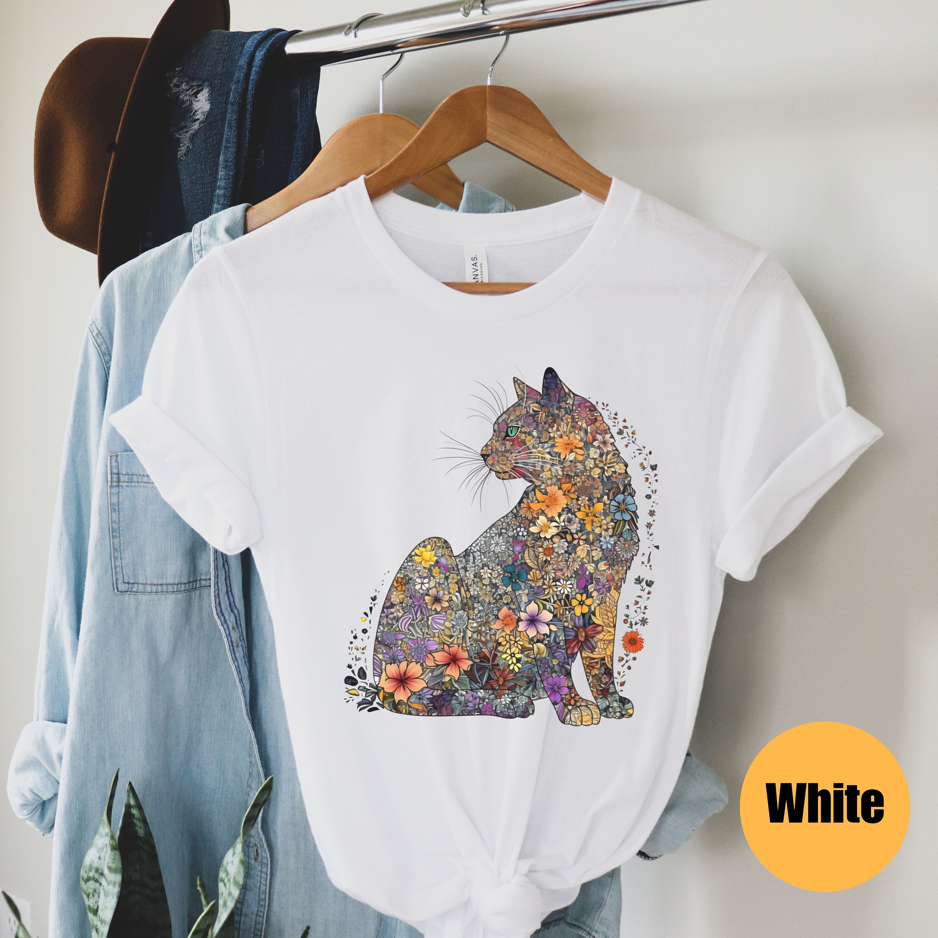 Cat Mom Shirt Floral Cat Shirt Purr Shirt Cat Mom Floral Cat Tee Cat ...