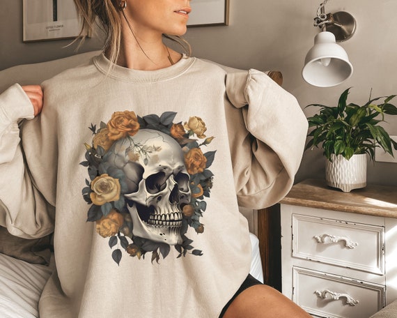 Skull sweatshirt womens clearance