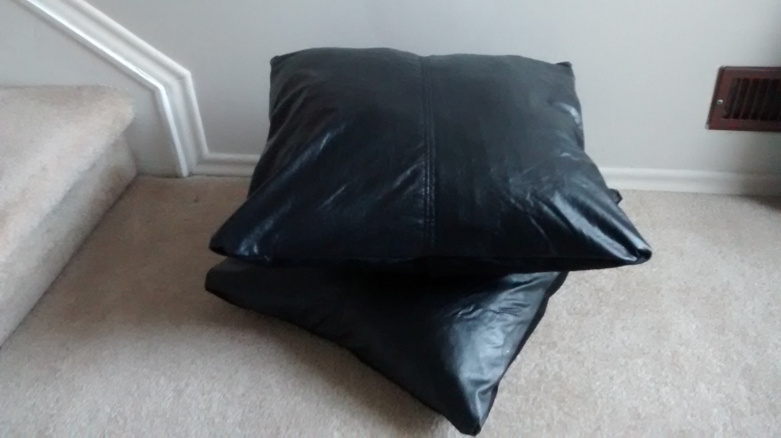 Black Faux Leather Throw Pillow Cover 18x18 Boho Throw Etsy