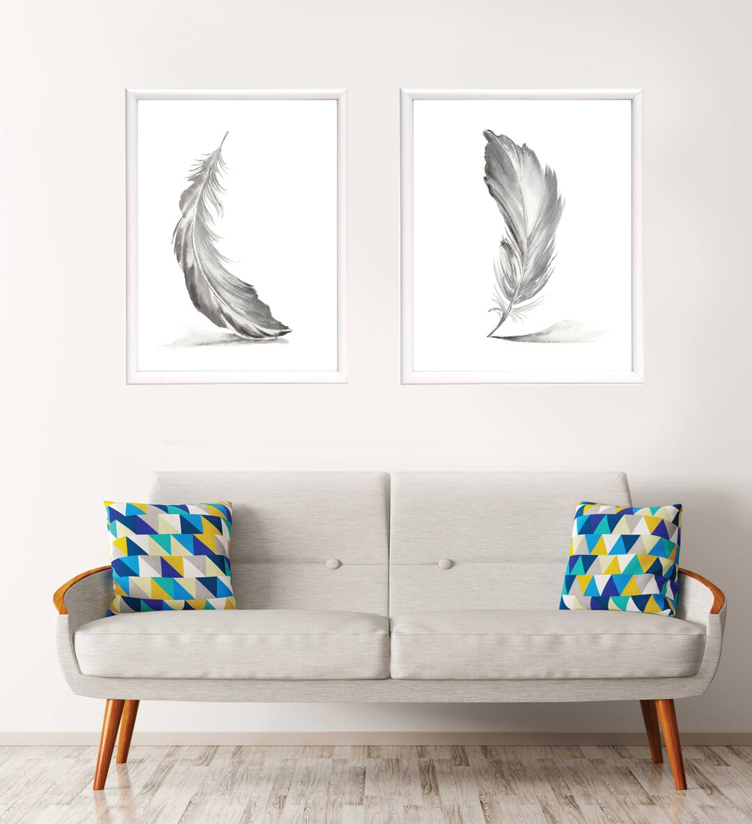 Feather Printable Wall Art, Botanical Set of 2 Printable, Wall Art Set ...