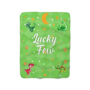 Green Lucky Few Dinosaur Sherpa Fleece Blanket Down Syndrome Awareness