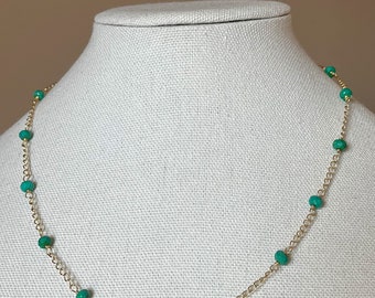 Turquoise 14k Gold Plated Chain Necklace: Dainty Minimalist Style