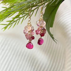 Mixed Gemstone Earrings•Ruby Quartz Earrings• Statement Gifts for Mom
