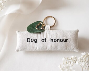 Embroidered Dog Ring Bearer Linen Pillow With Eucalyptus leave | Ring Carrying Cushion | Best Dog | Dog Of Honour