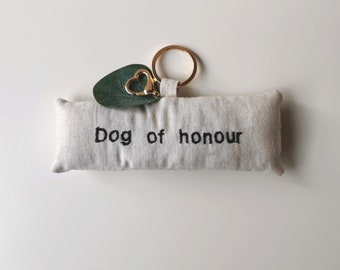 Embroidered Dog Ring Bearer Linen Pillow With Eucalyptus leave | Ring Carrying Cushion | Best Dog | Dog Of Honour