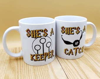 Harry Potter Mugs – She's a Keeper, She's a Catch, Couple Gift