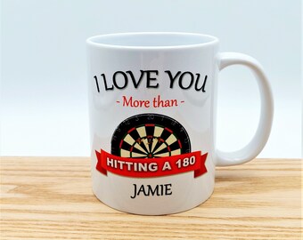 Personalized Darts Mug, 180 Gift, Custom Name Ceramic Mug