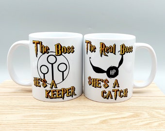 Harry Potter Mug Set, The Boss and The Real Boss, Couples Mugs, Personalized Gift