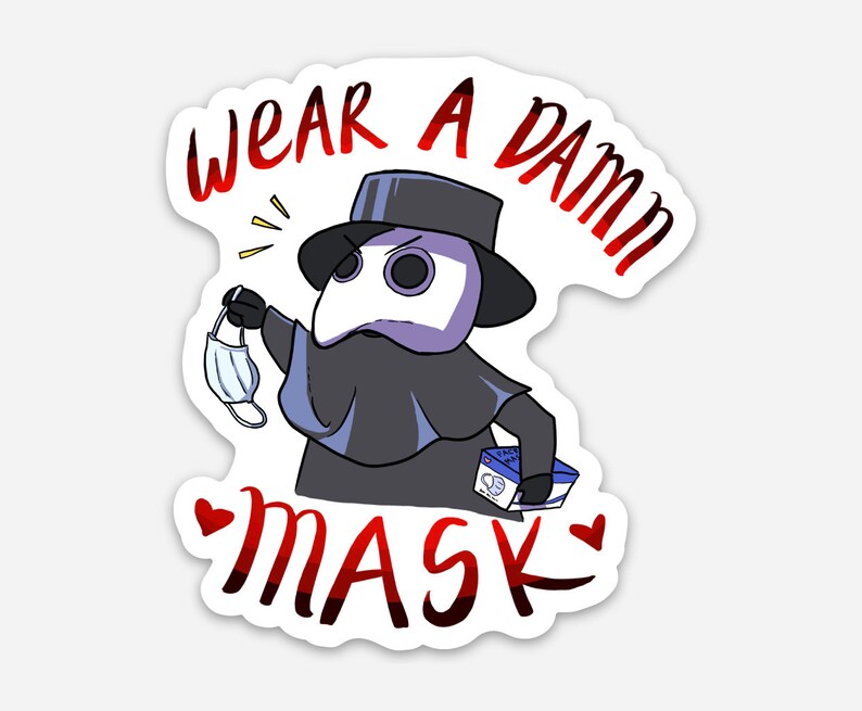 Wear a Mask Cute Plague Doctor Vinyl Sticker Etsy