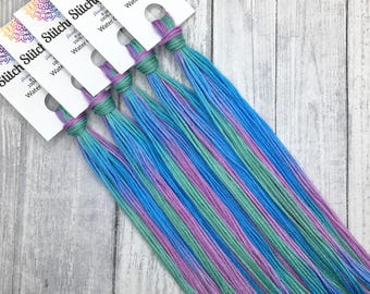 Water Garden - hand-dyed DMC cotton floss variegated thread
