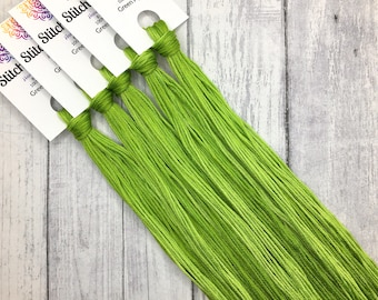 Green Apple - hand-dyed DMC cotton floss green variegated thread