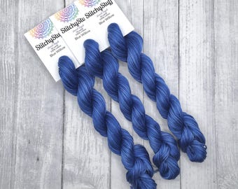 Blue Willow - hand-dyed DMC cotton floss variegated thread 50 yard hank