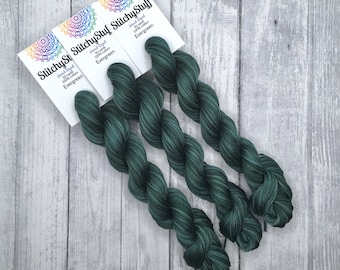 Evergreen - hand-dyed DMC cotton floss variegated thread 50 yard hank