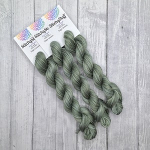 Sage Leaves - hand-dyed DMC cotton floss variegated thread 50 yard hank