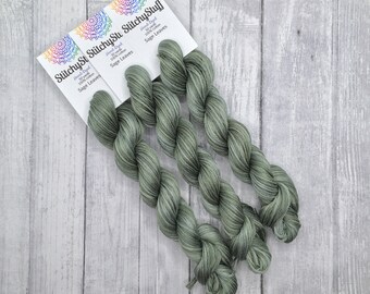 Sage Leaves - hand-dyed DMC cotton floss variegated thread 50 yard hank