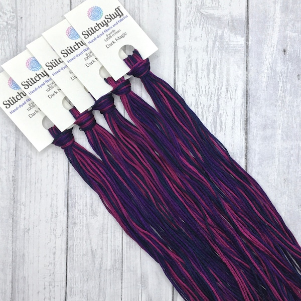 Dark Magic - hand-dyed DMC cotton floss variegated thread