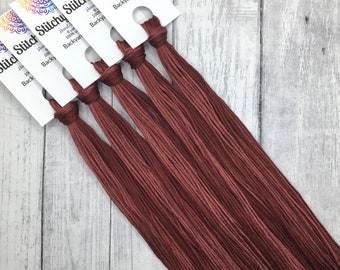 Backyard Barn - hand-dyed DMC cotton floss variegated thread.