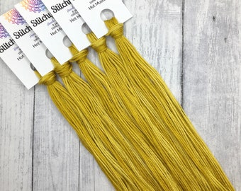 Hot Mustard - hand-dyed DMC cotton floss variegated thread